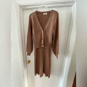 Sand dress and cardigan set